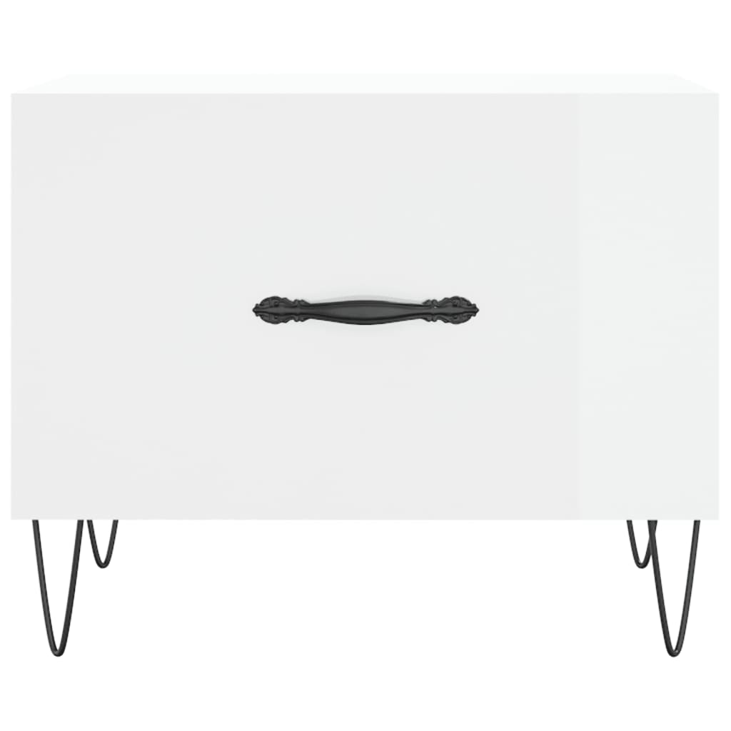 vidaXL Τραπεζάκι Σαλονιού Γυαλ. Λευκό 50 x 50 x 40 εκ. Επεξεργ. Ξύλο