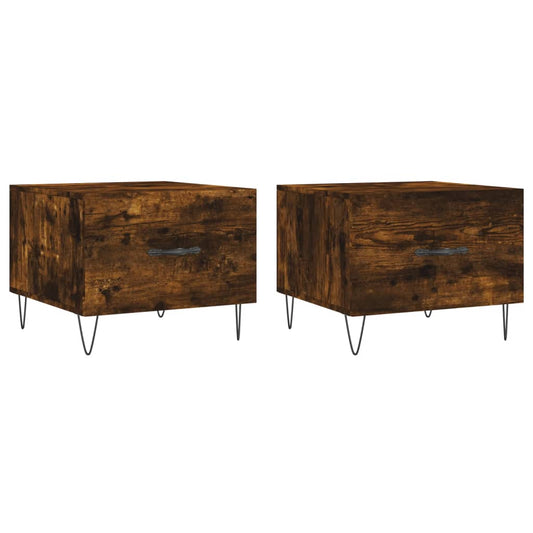 vidaXL Τραπεζάκια Σαλονιού 2 τεμ Καπνιστή Oak 50x50x40 εκ Επεξ. Ξύλο