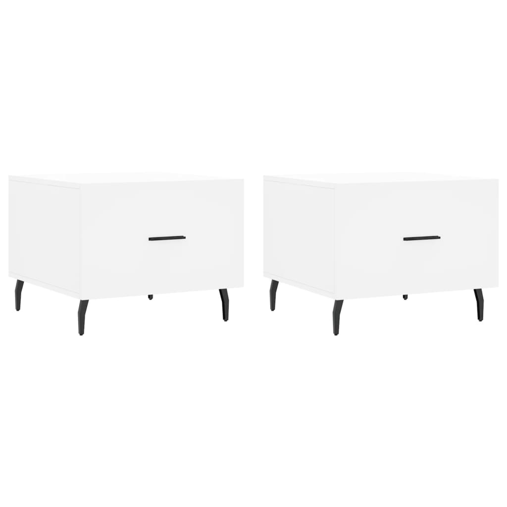 vidaXL Τραπεζάκια Σαλονιού 2 τεμ. Λευκά 50x50x40 εκ Επεξεργασμένο Ξύλο