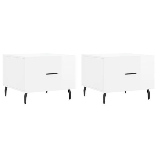 vidaXL Τραπεζάκια Σαλονιού 2 τεμ. Λευκά 50x50x40 εκ Επεξεργασμένο Ξύλο