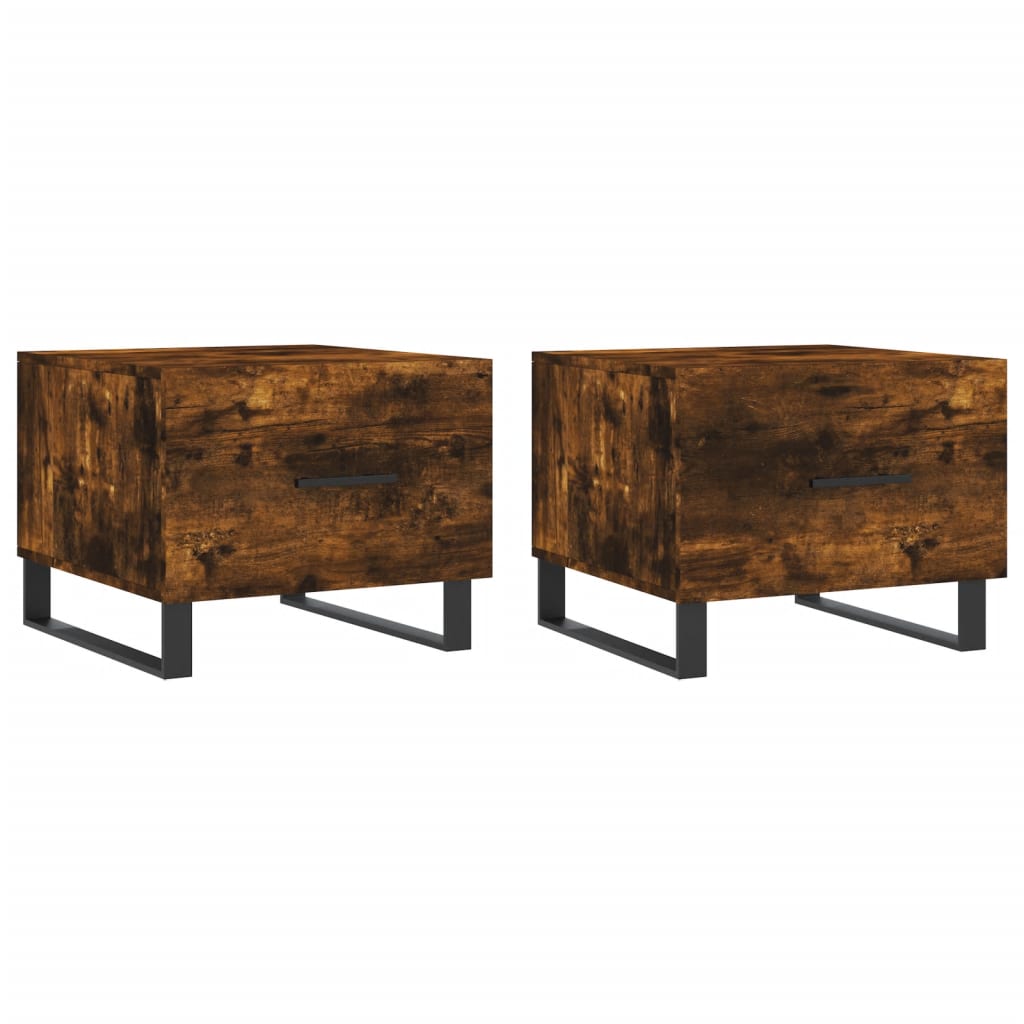 vidaXL Τραπεζάκια Σαλονιού 2 τεμ Καπνιστή Oak 50x50x40 εκ Επεξ. Ξύλο