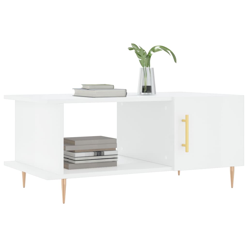 vidaXL Τραπεζάκι Σαλονιού Γυαλ. Λευκό 90x50x40 εκ. Επεξεργ. Ξύλο