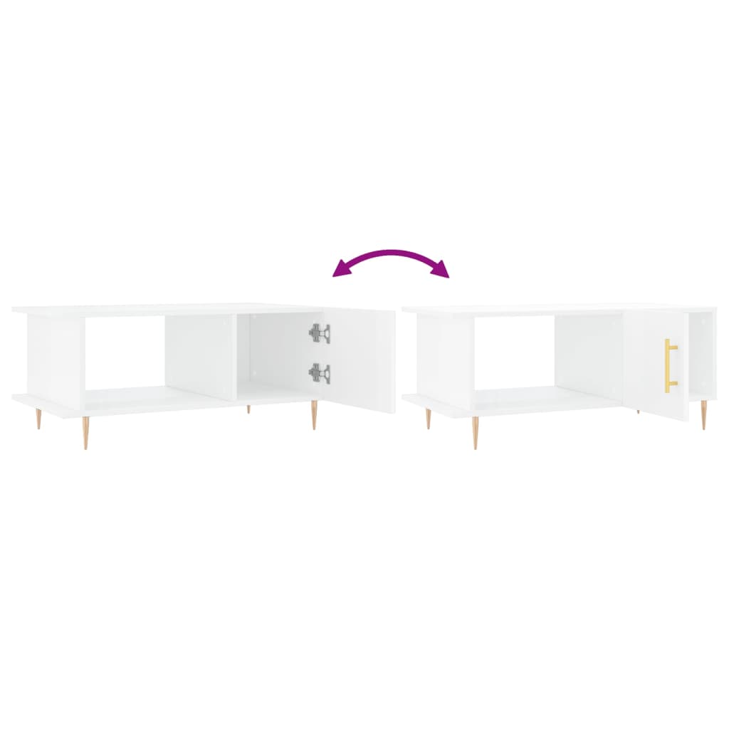 vidaXL Τραπεζάκι Σαλονιού Γυαλ. Λευκό 90x50x40 εκ. Επεξεργ. Ξύλο