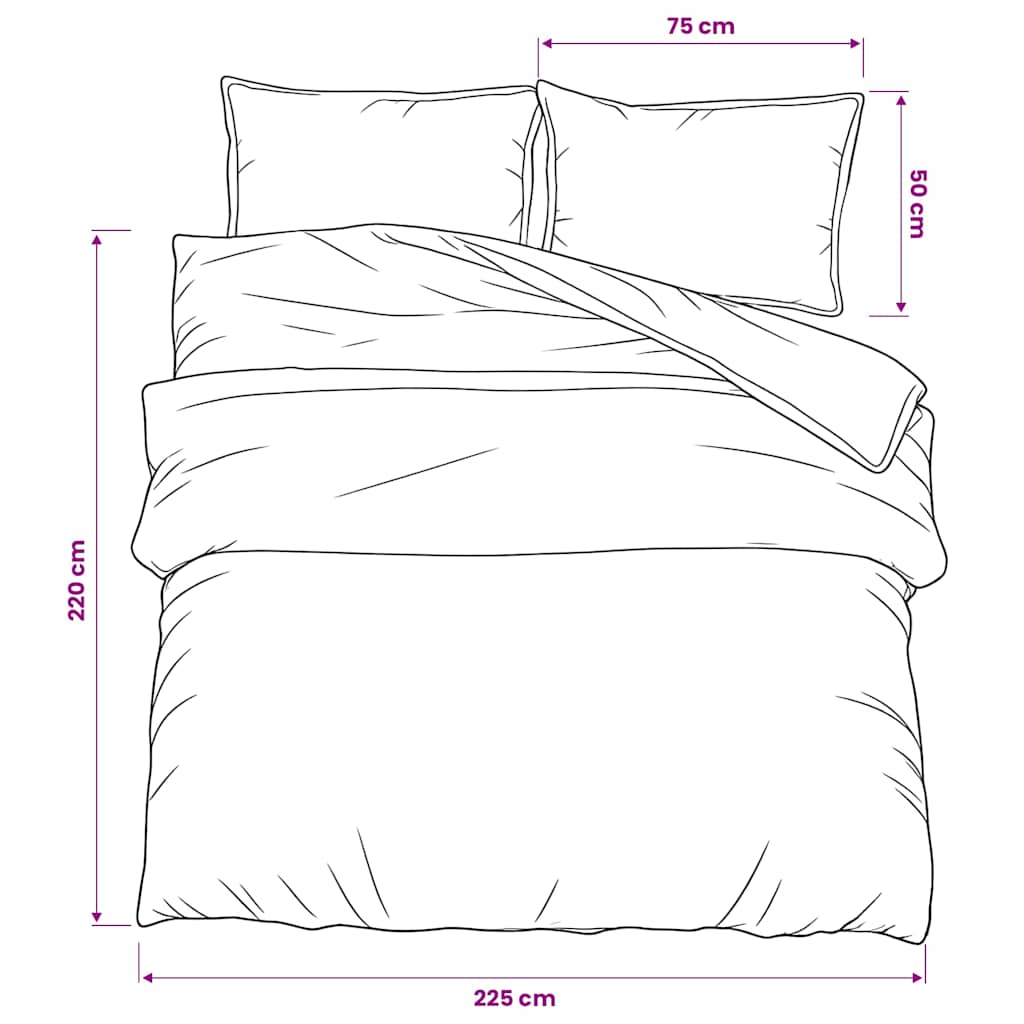 vidaXL Σετ Παπλωματοθήκης Σκούρο Γκρι 225x220 εκ. Βαμβακερό