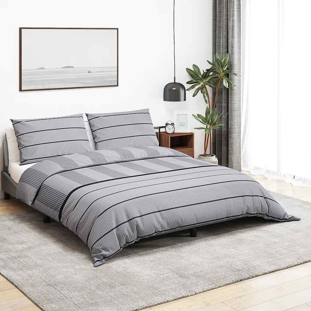 vidaXL Σετ Παπλωματοθήκης Γκρι 220 x 240 εκ. Βαμβακερό