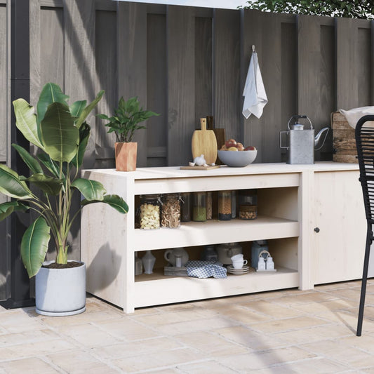 vidaXL Ντουλάπι Κουζίνας Εξ. Χώρου MEPPEL Λευκό 106x55x64εκ Μασίφ Ξύλο Πεύκου