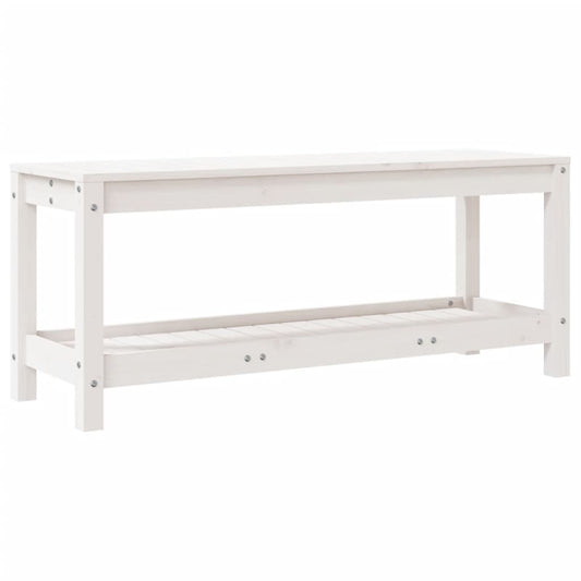 vidaXL Παγκάκι Κήπου Λευκό 108 x 35 x 45 εκ. από Μασίφ Ξύλο Πεύκου