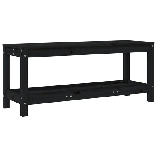 vidaXL Παγκάκι Κήπου Μαύρο 108 x 35 x 45 εκ. από Μασίφ Ξύλο Πεύκου