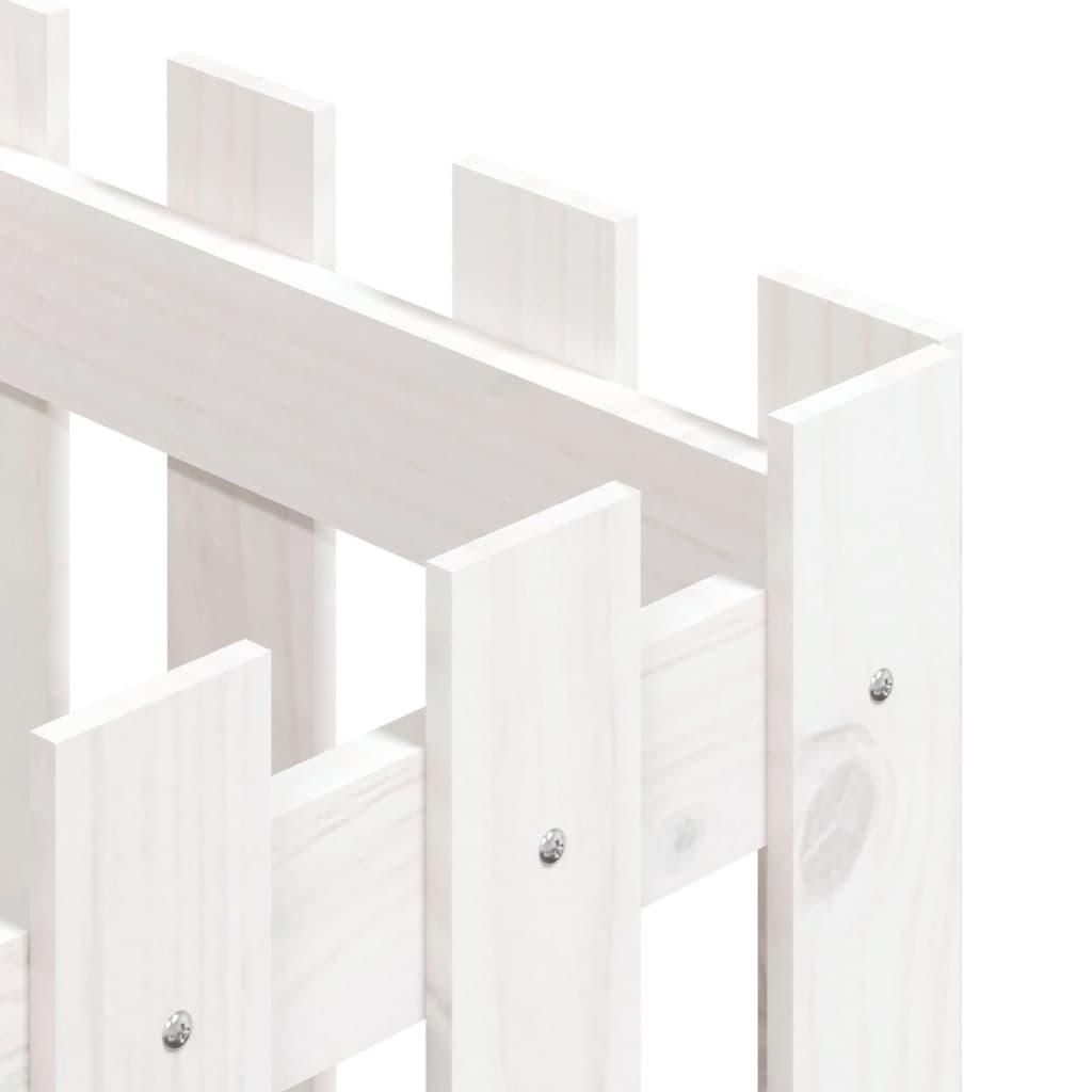 vidaXL Ζαρντινιέρα με Σχέδιο Φράχτη Λευκή 40 x 40 x 40 εκ. Μασίφ Πεύκο