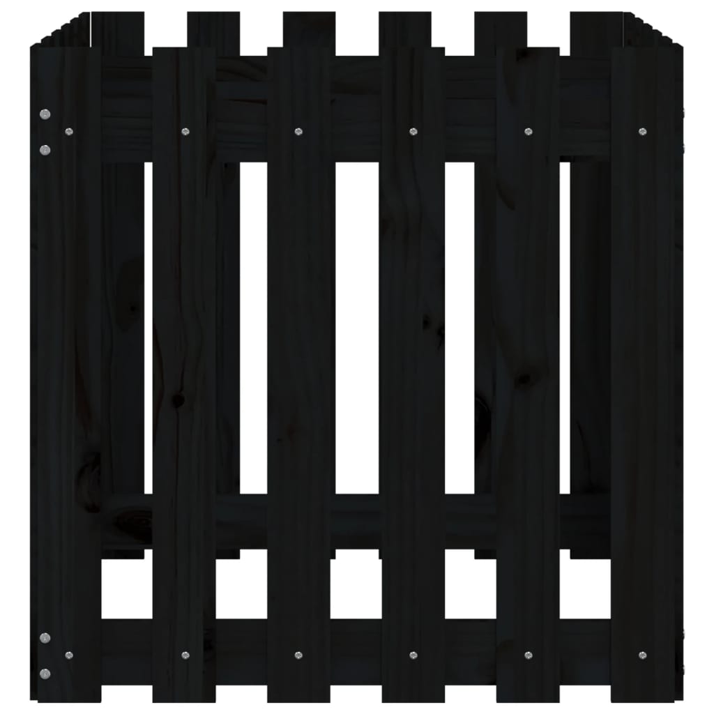 vidaXL Ζαρντινιέρα με Σχέδιο Φράχτη Μαύρη 60 x 60 x 60 εκ. Μασίφ Πεύκο