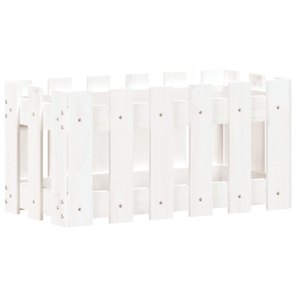 vidaXL Ζαρντινιέρα με Σχέδιο Φράχτη Λευκή 60 x 30 x 30 εκ. Μασίφ Πεύκο