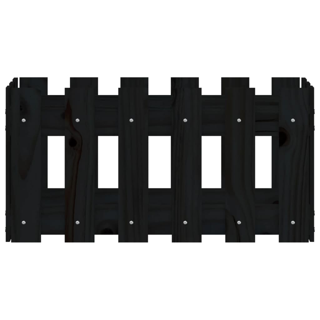 vidaXL Ζαρντινιέρα με Σχέδιο Φράχτη Μαύρη 60 x 30 x 30 εκ. Μασίφ Πεύκο