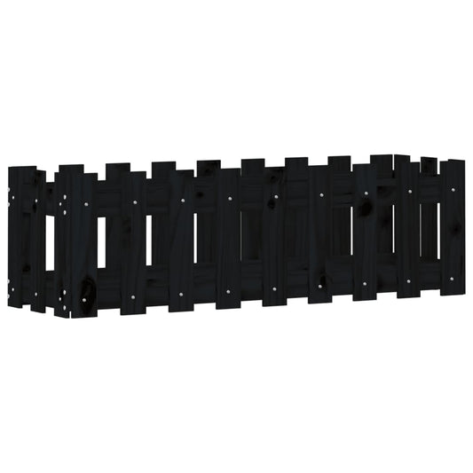 vidaXL Ζαρντινιέρα Υπερυψωμένη Σχ Φράχτη Μαύρη 100x30x30εκ Μασίφ Πεύκο
