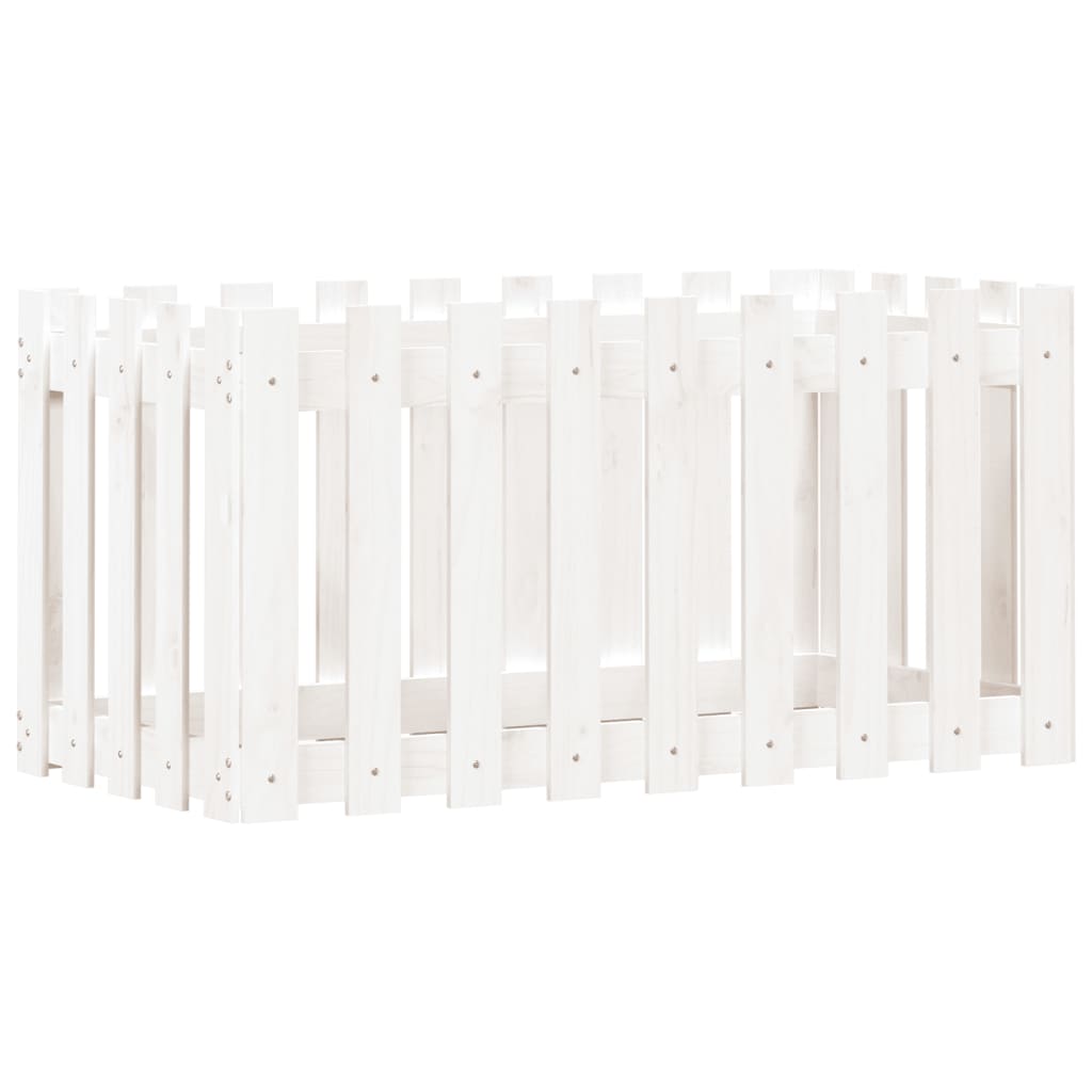 vidaXL Ζαρντινιέρα Υπερυψωμένη Σχ Φράχτη Λευκή 100x50x50εκ Μασίφ Πεύκο