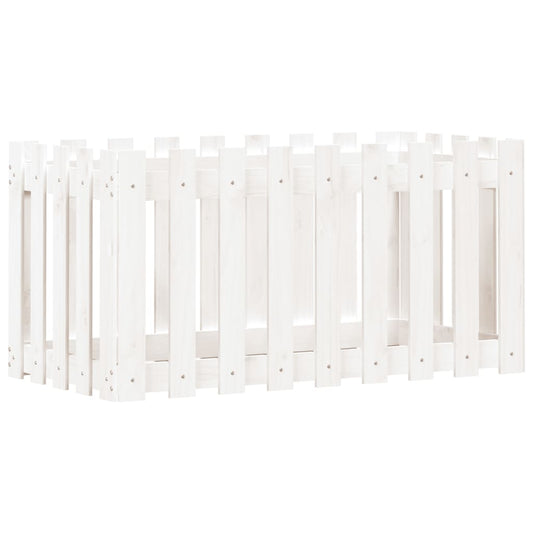 vidaXL Ζαρντινιέρα Υπερυψωμένη Σχ Φράχτη Λευκή 100x50x50εκ Μασίφ Πεύκο