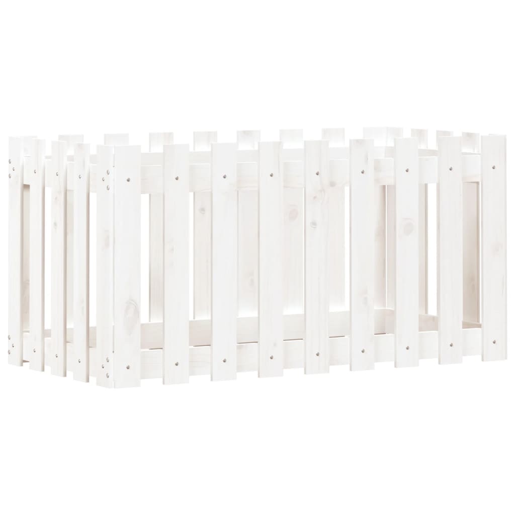 vidaXL Ζαρντινιέρα Υπερυψωμένη Σχ Φράχτη Λευκή 100x50x50εκ Μασίφ Πεύκο