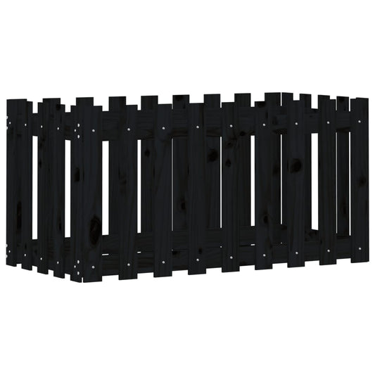 vidaXL Ζαρντινιέρα Υπερυψωμένη Σχ Φράχτη Μαύρη 100x50x50εκ Μασίφ Πεύκο