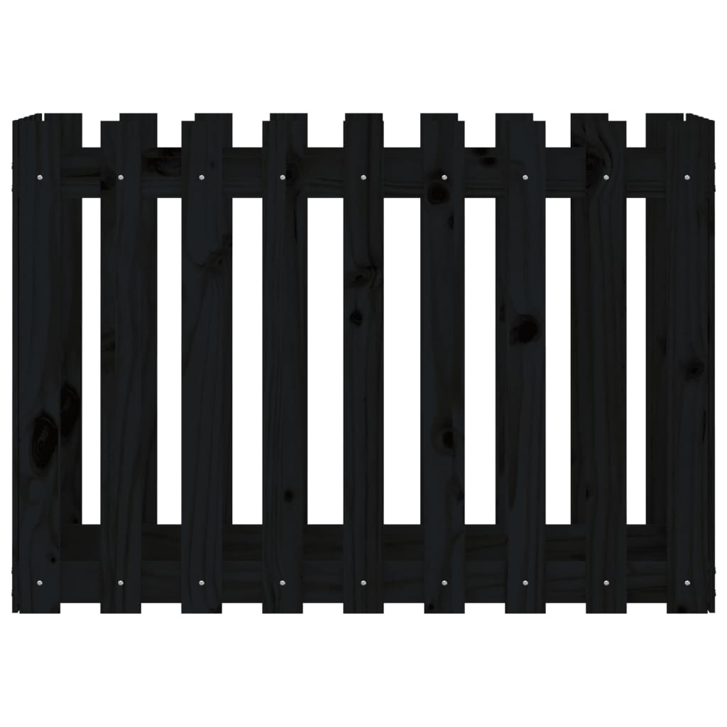 vidaXL Ζαρντινιέρα Υπερυψωμένη Σχ Φράχτη Μαύρη 100x50x70εκ Μασίφ Πεύκο