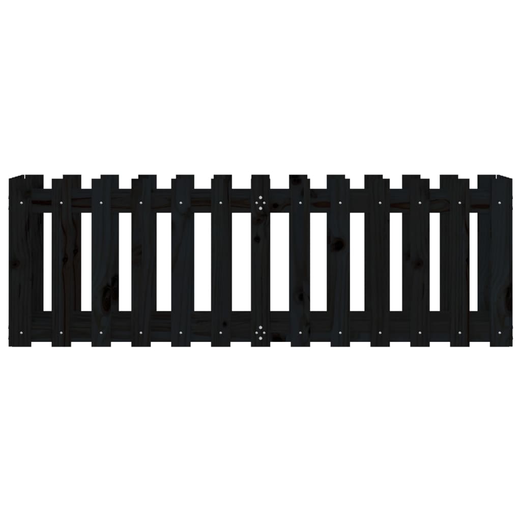 vidaXL Ζαρντινιέρα Υπερυψωμένη Σχ Φράχτη Μαύρη 150x50x50εκ Μασίφ Πεύκο