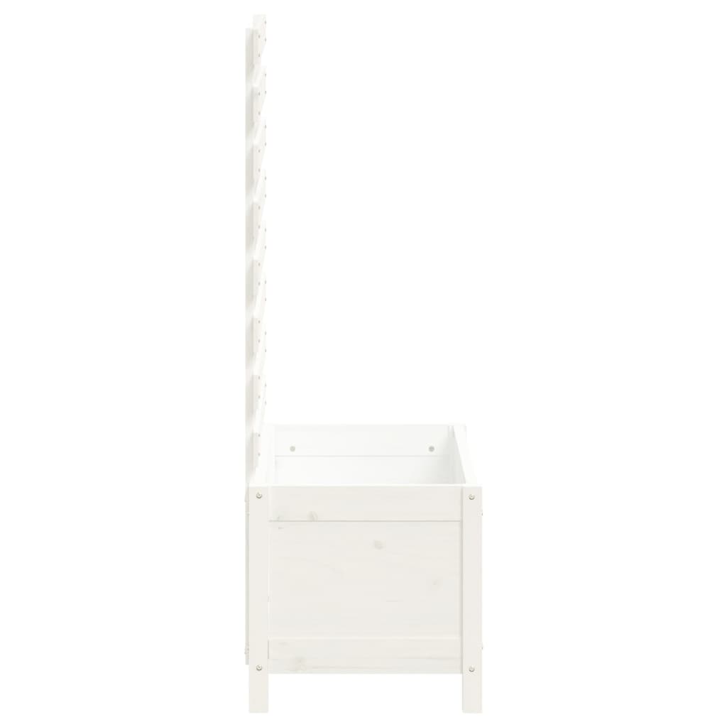 vidaXL Ζαρντινιέρα με Ράφι Λευκή 79 x 39,5 x 114 εκ. Μασίφ Ξύλο Πεύκου