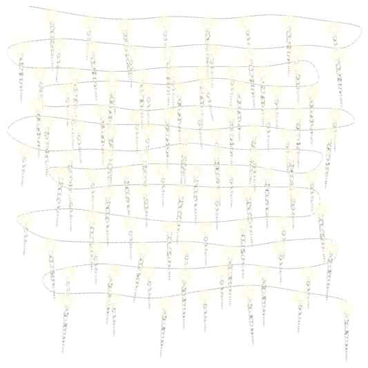 vidaXL Φωτάκια Σταλακτίτες Χριστ. 100LED Θερμό Λευκό 10μ. Ακρυλικό PVC