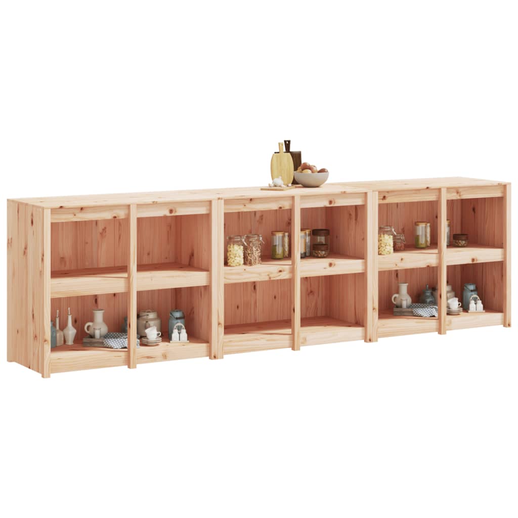 vidaXL Ντουλάπια Κουζίνας Εξ. Χώρου 3 τεμ. Μασίφ Ξύλο Πεύκου
