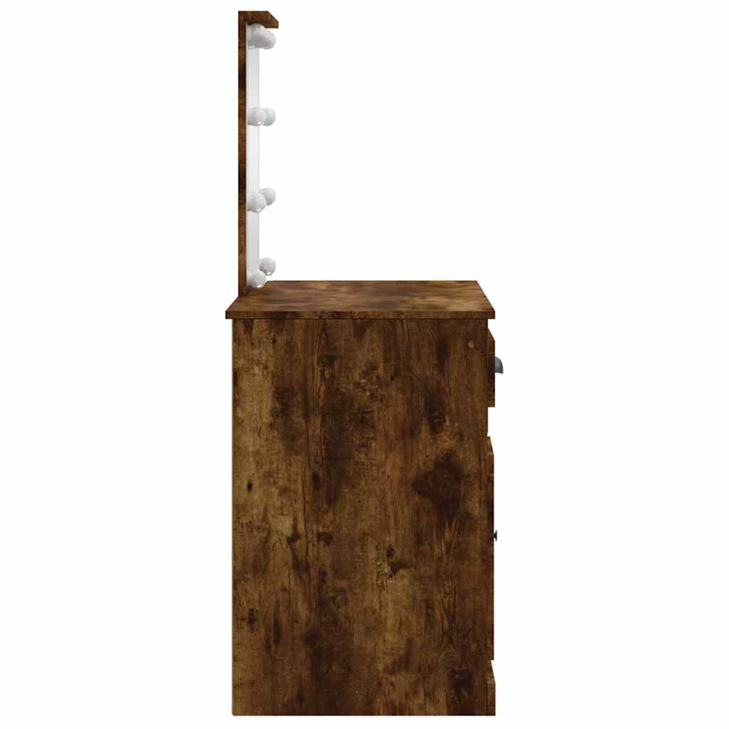 vidaXL Μπουντουάρ με LED Φώτα Καπνιστή Δρυς 90x42x132,5 εκ.