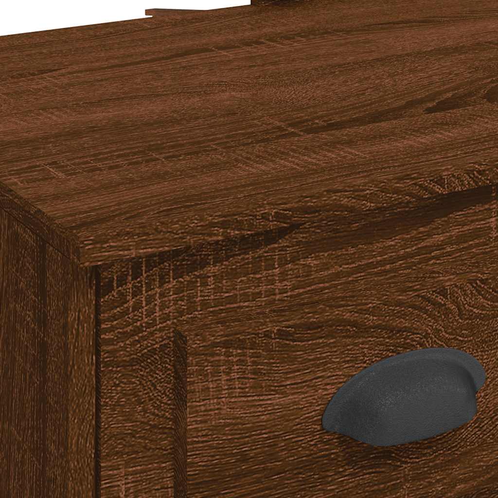 vidaXL Μπουντουάρ με LED Φώτα Καφέ Δρυς 90 x 42 x 132,5 εκ.