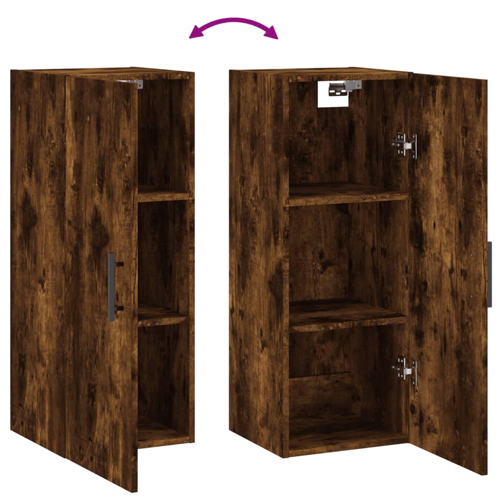 vidaXL Ντουλάπι Τοίχου Καπνιστή Δρυς 34,5 x 34 x 90 εκ.