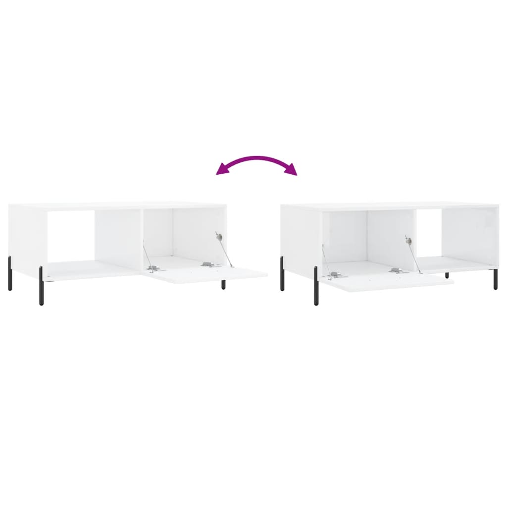 vidaXL Τραπεζάκι Σαλονιού Γυαλ. Λευκό 90x50x40 εκ. Επεξεργ. Ξύλο