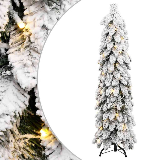 vidaXL Χριστουγ. Δέντρο Τεχνητό Προφωτισμένο 80LED&Χιόνι Πράσινο 150εκ