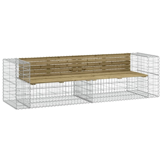 vidaXL Παγκάκι Κήπου Συρματοκιβώτιο 244x71x65,5 εκ. Εμποτ. Ξύλο Πεύκου