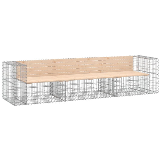 vidaXL Παγκάκι Κήπου Συρματοκιβώτιο 287x71x65,5 εκ. Μασίφ Ξύλο Πεύκου