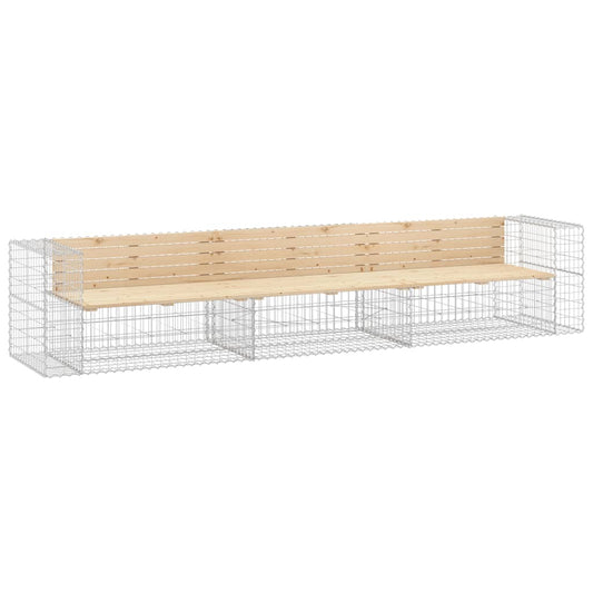 vidaXL Παγκάκι Κήπου Συρματοκιβώτιο 347x71x65,5 εκ. Μασίφ Ξύλο Πεύκου