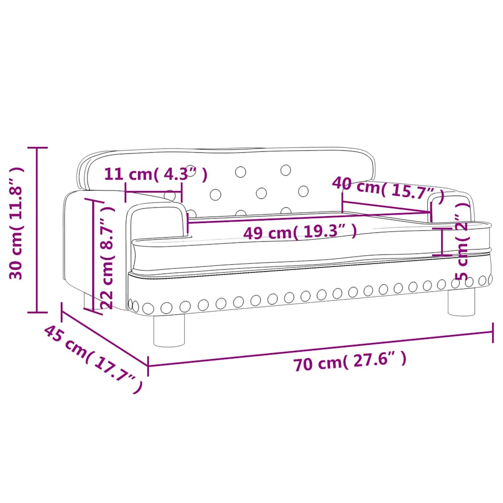 vidaXL Καναπές Παιδικός Σκούρο Γκρι 70 x 45 x 30 εκ. από Βελούδο