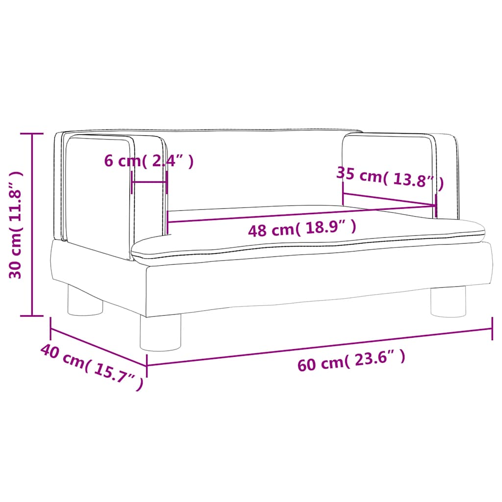 vidaXL Καναπές Παιδικός Καφέ 60 x 40 x 30 εκ. από Βελούδο