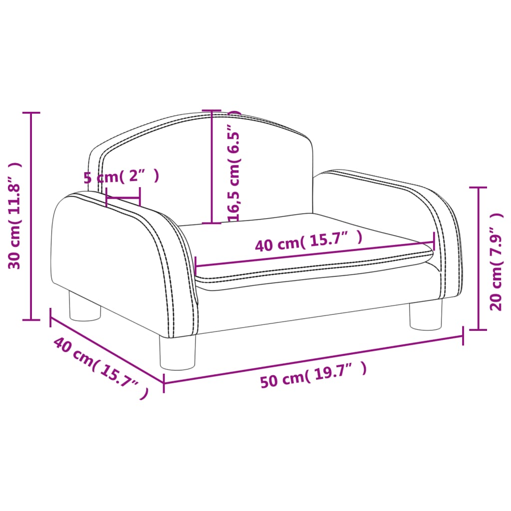 vidaXL Καναπές Παιδικός Μαύρο 50x40x30 εκ. από Ύφασμα