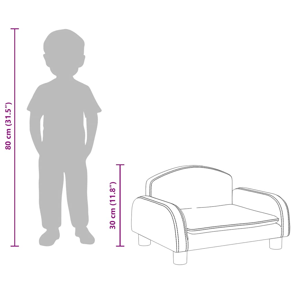 vidaXL Καναπές Παιδικός Καφέ 50 x 40 x 30 εκ. από Συνθετικό Δέρμα