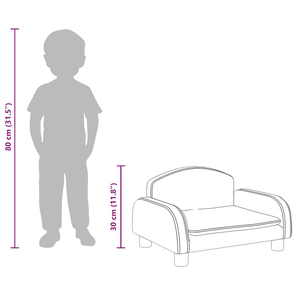 vidaXL Καναπές Παιδικός Γκρι 50x40x30 εκ. από Συνθετικό Δέρμα