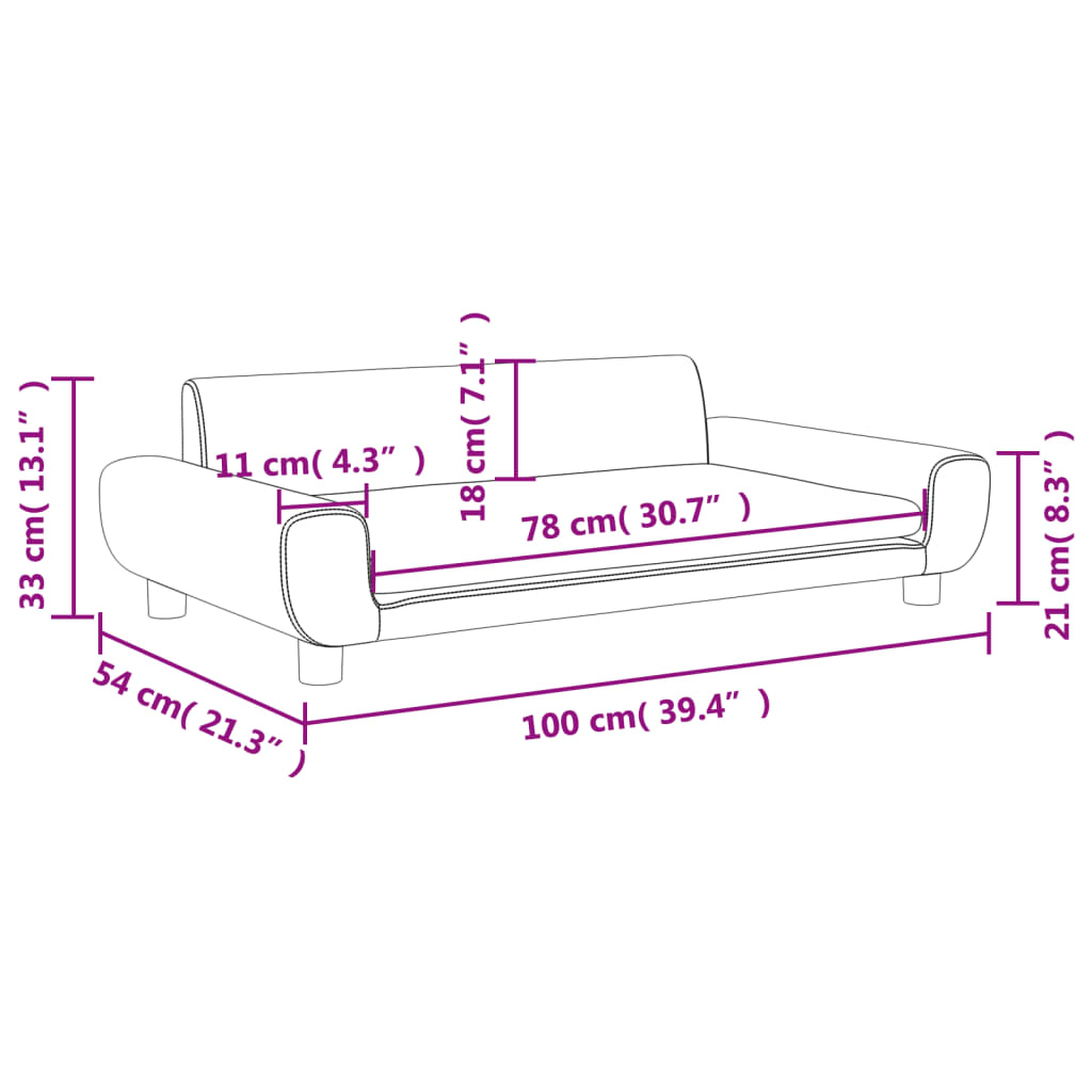 vidaXL Καναπές Παιδικός Ροζ 100 x 54 x 33 εκ. από Βελούδο