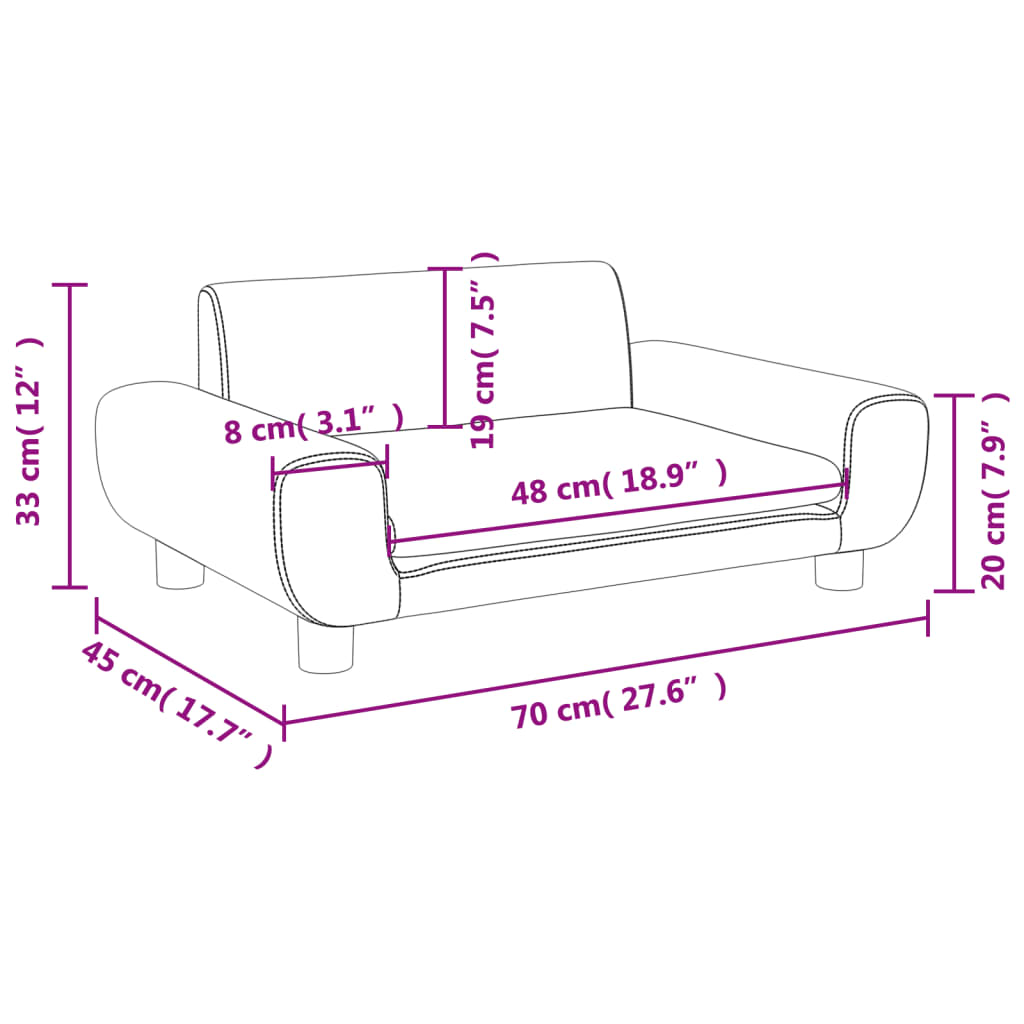vidaXL Καναπές Παιδικός Καφέ 70 x 45 x 33 εκ. από Βελούδο