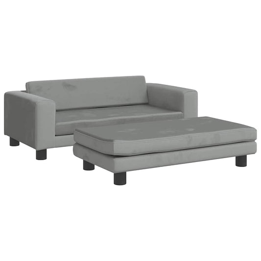 vidaXL Καναπές Παιδικός με Υποπόδιο Αν. Γκρι 100x50x30 εκ. Βελούδινος