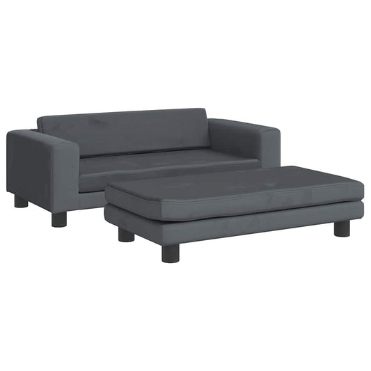 vidaXL Καναπές Παιδικός με Υποπόδιο Σκ. Γκρι 100x50x30 εκ. Βελούδινος