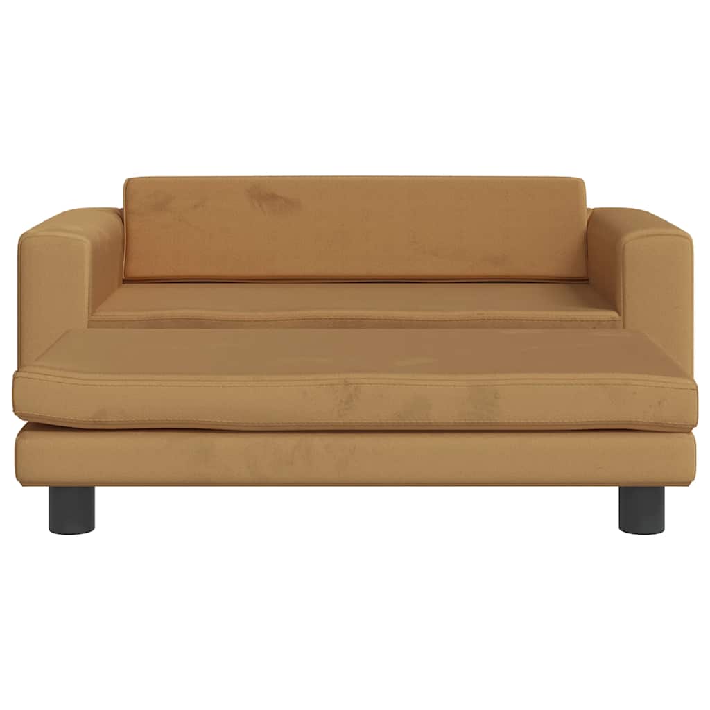 vidaXL Καναπές Παιδικός με Υποπόδιο Καφέ 100x50x30 εκ. Βελούδινος