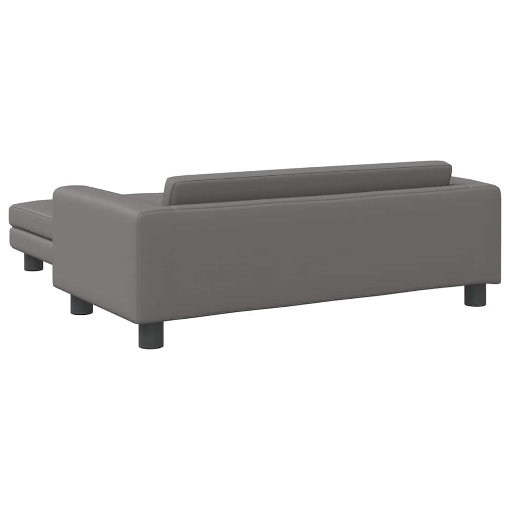 vidaXL Καναπές Παιδικός με Υποπόδιο Γκρι 100 x 50 x 30 εκ. Συνθ. Δέρμα