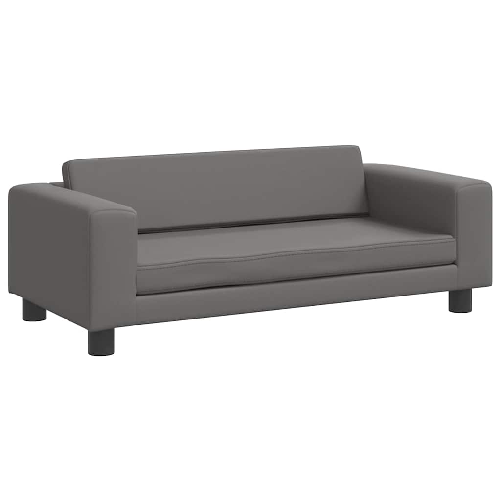 vidaXL Καναπές Παιδικός με Υποπόδιο Γκρι 100 x 50 x 30 εκ. Συνθ. Δέρμα