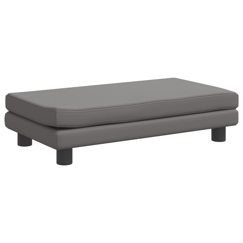 vidaXL Καναπές Παιδικός με Υποπόδιο Γκρι 100 x 50 x 30 εκ. Συνθ. Δέρμα