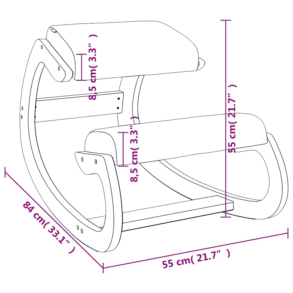 vidaXL Καρέκλα Γονάτων Κρεμ 55 x 84 x 55 εκ. από Κόντρα Πλακέ Σημύδας
