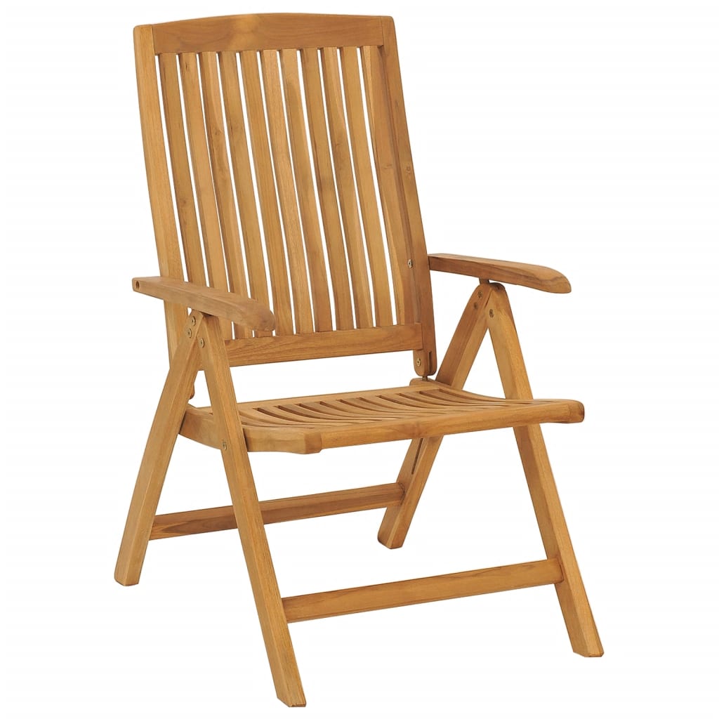 vidaXL Ανακλινόμενες πτυσσόμενες καρέκλες με μαξιλάρια 2 τεμάχια από μασίφ ξύλο τικ