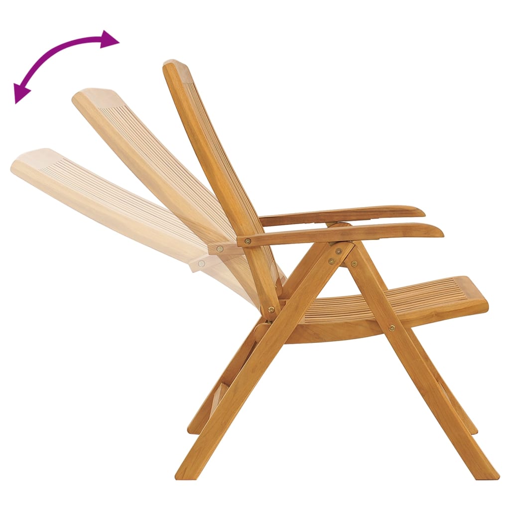vidaXL Ανακλινόμενες πτυσσόμενες καρέκλες με μαξιλάρια 4 τεμάχια από μασίφ ξύλο τικ